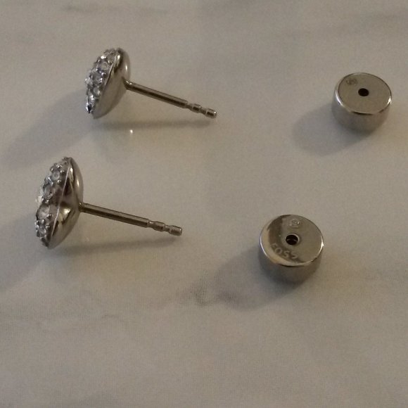 Fossil Crystal Heart Stud Earrings - Picture 2 of 2